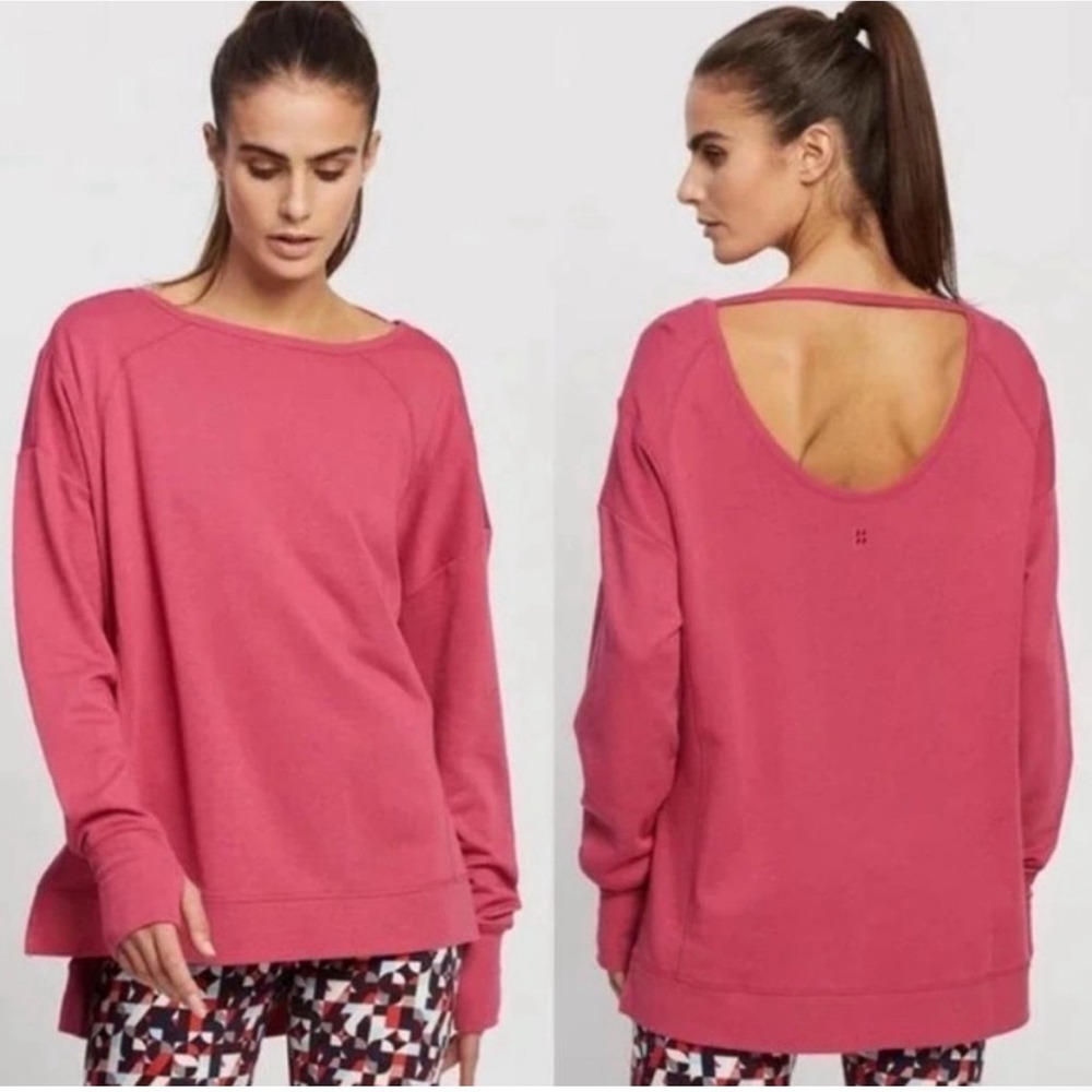 Sweaty Betty After Class U-Back‎ Sweatshirt Tayberry Pink S Yoga Pilates Barre